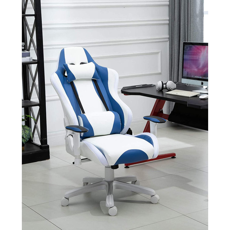 Inbox Zero Jessup Adjustable Reclining Ergonomic Swiveling PC & Racing Game Chair, White
