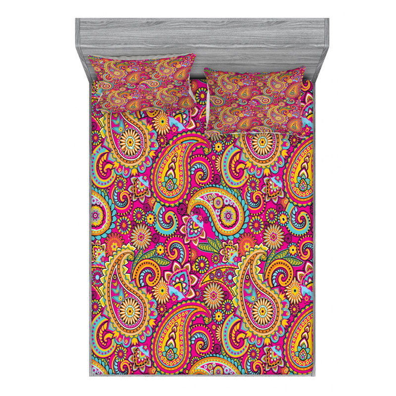Twin Pink Paisley Microfiber Fitted Sheet Set