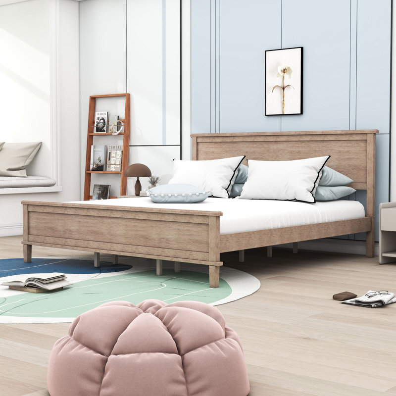Lit plateforme en bois avec tête de lit, Très grand lit