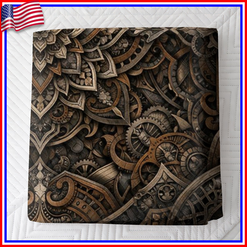 Couvre-lit matelassé Intricate Steampunk Mandala toutes tailles, Double
