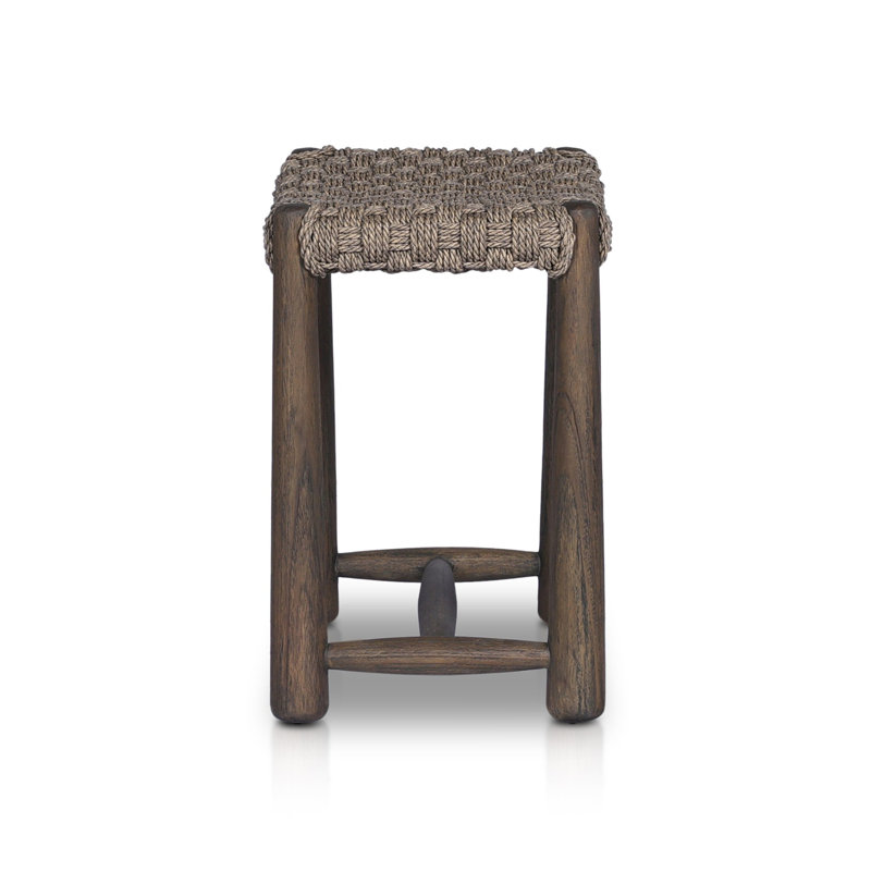 Savio Outdoor Stool, Dark Textured Woven