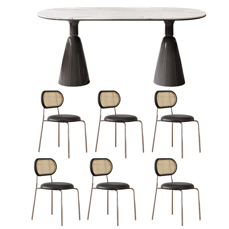 Ensembles de table de salle à manger ovales Light Rock, H 29,53 po x L 62,99 po x l 31,5 po