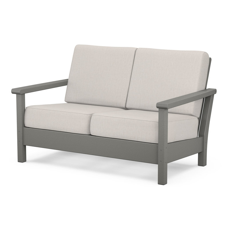 Harbour 52.25'' Wide Outdoor Loveseat with Cushions, Slate Grey, Spa