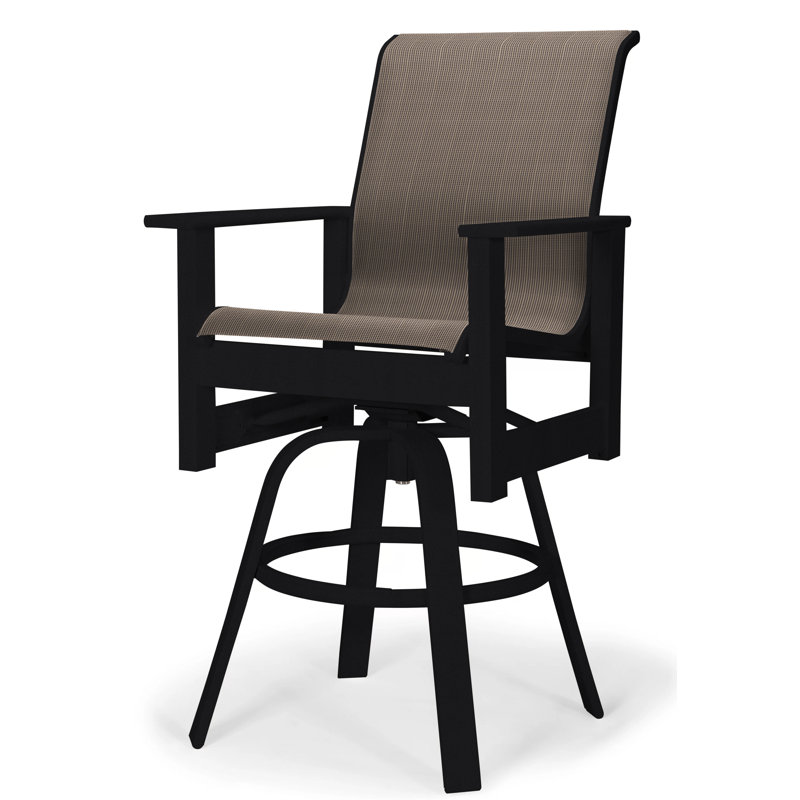 Fauteuil pivotant à hauteur de barre Leeward MGP, Tweed Sunbrella® brun, Noir texturé