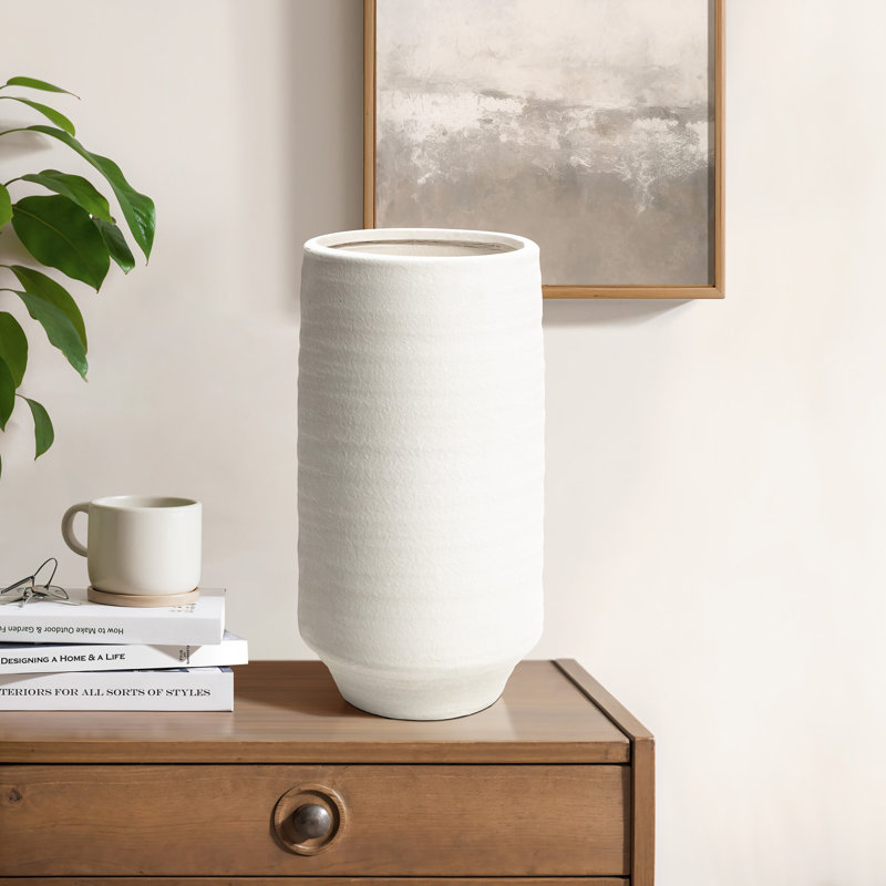Vase blanc moderne en terre cuite 16,1 po