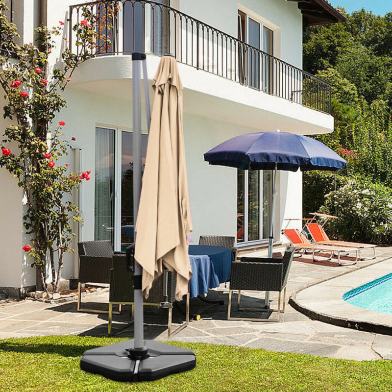 Black Triangular Plastic Outdoor Umbrella Base Set