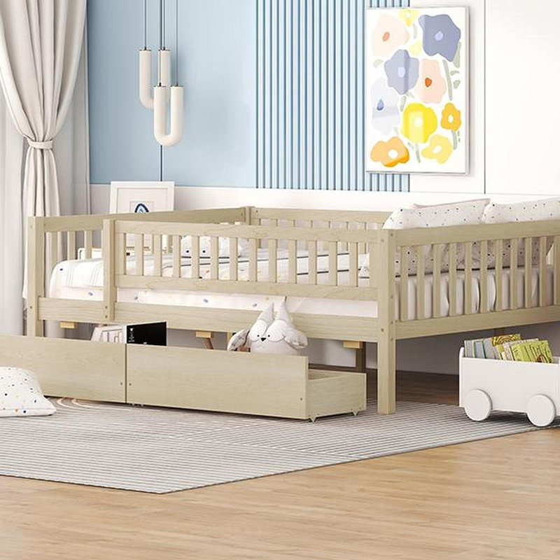 Full Size Daybed Wood Bed With Two Drawers
