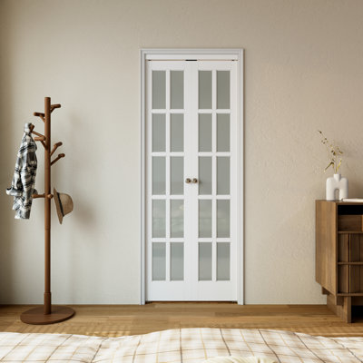 Solid Manufactured Wood And Glass Pivot-French Door With Installation Hardware Kit