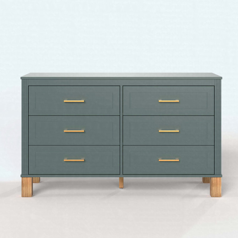 6-Drawer Double Dresser, Light Green