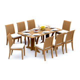 4 Seats 5 Pcs Grade-A Teak Wood Dining Set: Warwick Console Folding Rectangle Table And 4 Lagos Armless Chairs #11LG1500