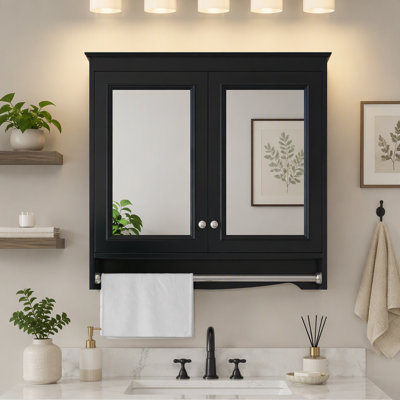 Armoire à pharmacie murale 3 en 1 pour salle de bain avec miroir haute définition, tablettes réglables et portes à fermeture en douceur
