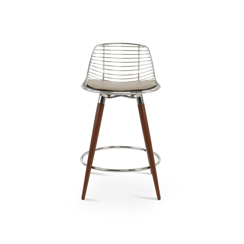 Tiger Mini Ana Stools, Bone, Walnut/Chrome