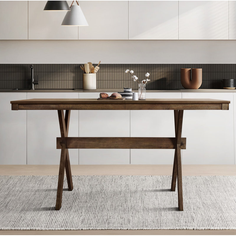 Solid Wood Base Dining Table, Brown