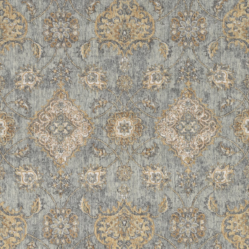 Bodily Oriental Wool Sage Green Area Rug, Rectangle 3'3" x 5'3"