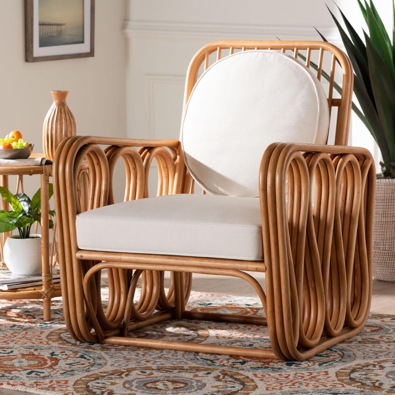 Carrin Bohemian Light Honey Rattan Arm Chair
