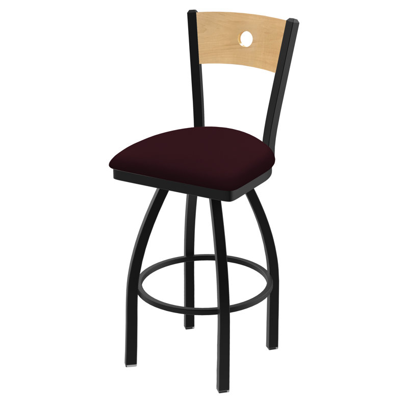 830 Voltaire Swivel Bar & Counter Stool, Natural Maple, Canter Folkstone Gray Vinyl / Pewter Frame