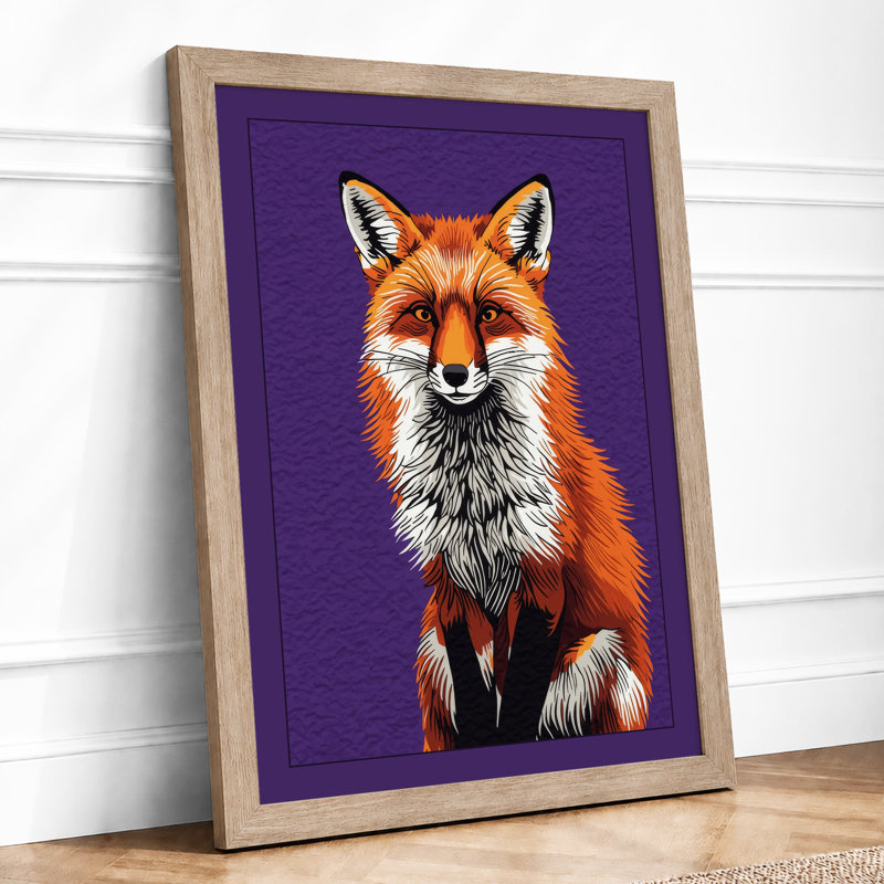Fox Study Modern - Framed Print, A3 - 42.0 x 29.7 cm, Oak