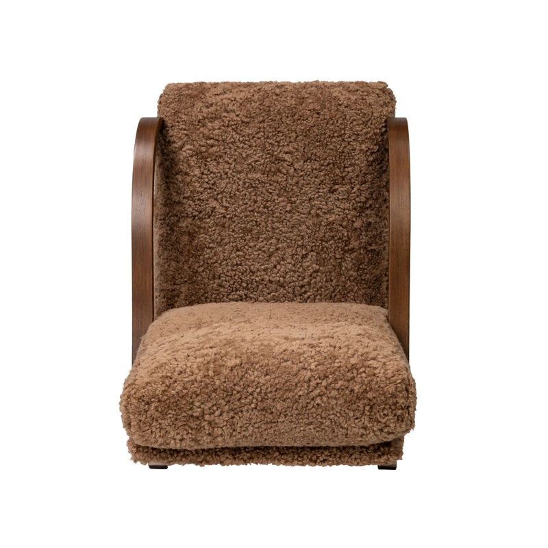 Tobin Upholstered Armchair, Amber Shearling, Terra Brown Parawood