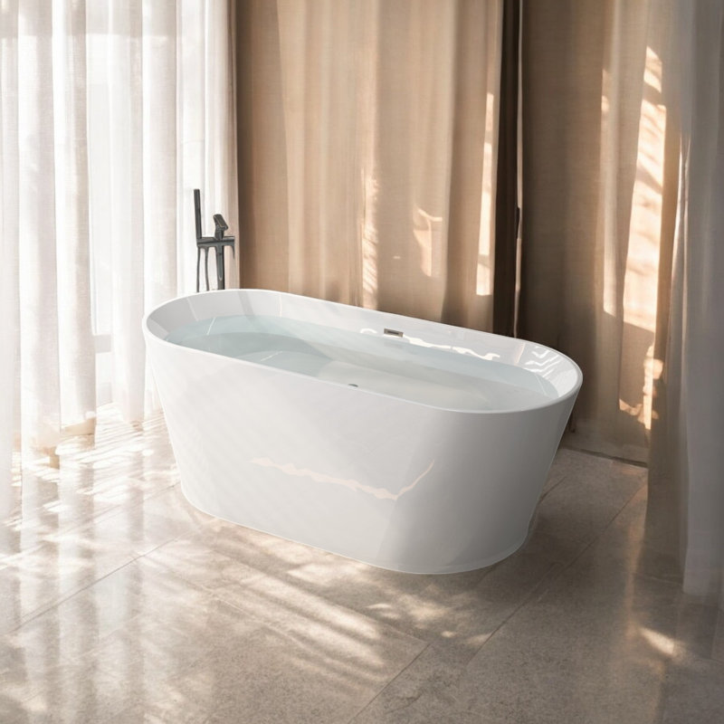 67" x 29.5" Freestanding Soaking Acrylic Bathtub