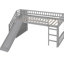 Stairway Twin Gray Loft Bed, Two Drawers, Slide, Maximized Space Utilization, Pine Frame, Suitable For Bedroom Size Bed With Drawers And Solid Construction, Convertible Slide Placement, Some Assembly