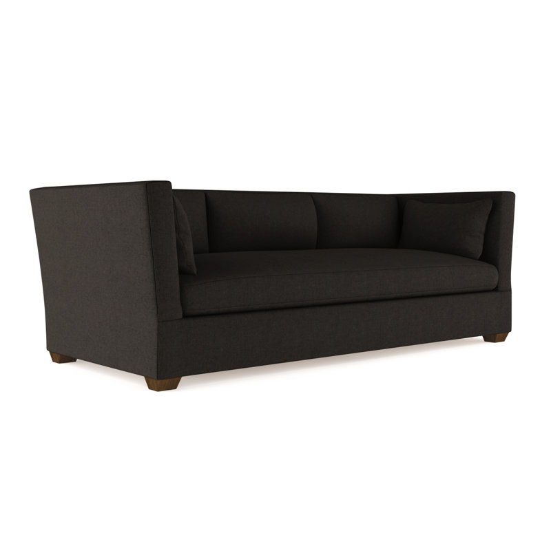 Rivington Flare Square Track-Arm Sofa, Plush Velvet Chocolate, 31" H x 96" W x 37" D, Ebony