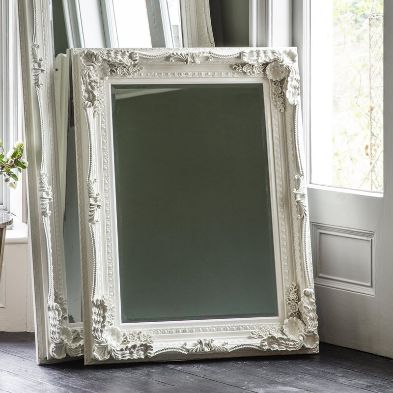 Lapeer Wood Flat Mirror, Cream, 120cm H x 87cm W x 10cm D