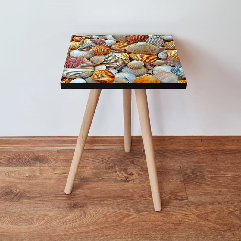 Table d'appoint moderne avec pieds en bois de hêtre, orange et blanc, 13,8 po x 16,5 po x 13,8 po | 100% panneau de fibres à densité moyenne, épaisseur: 0,7 pouce | Design élégant et fonctionnel pour le salon, la chambre à coucher ou le bureau - parfait pour les espaces contemporains