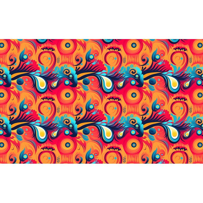 Machine Printed Throw Blanket, Geometric, 60" L x 50" W, Orange/Red
