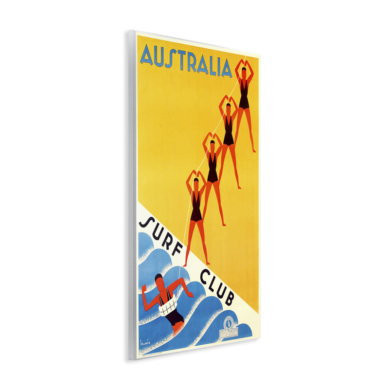 Plaque murale Australie, Surf Club, conception de Marcus Jules, H 15 po x l 10 po