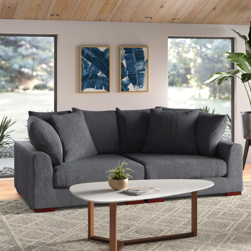 Arjanae 90'' Square Arm Sofa, Dark Gray