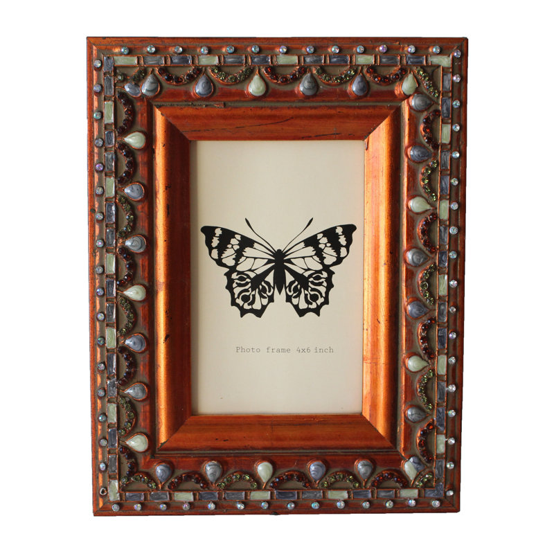 Brown Wood Embossed Picture Frame, 4" x 6"