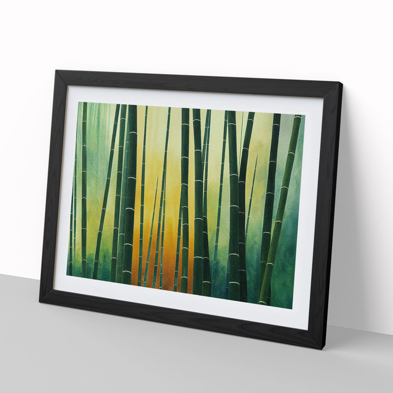 Bamboo Forest Watercolour Vol.2 - Single Picture Frame Painting, Black, 46cm H x 64cm W x 2cm D