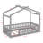 Twin Size Wooden House Bed With Fence, Wood Bed Frame With Roof And Safety Guardrail For Kids, Teens, Boys Or Girls-1062483932