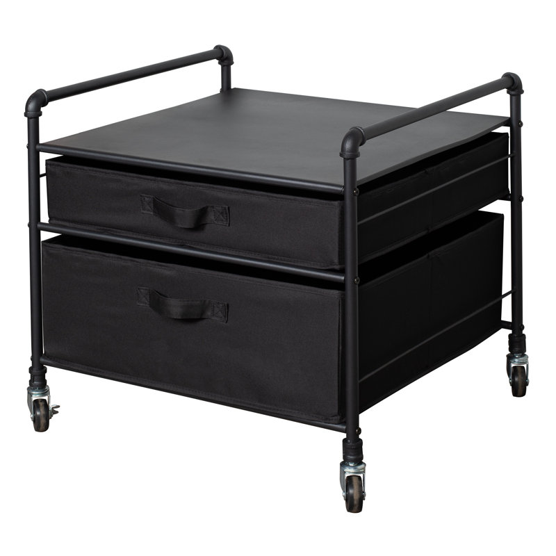 Commode de rangement 2 tiroirs pour réfrigérateur, Noir
