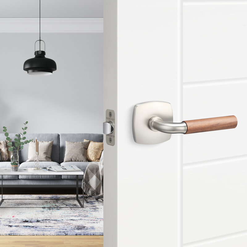 Forma Passage Rosette In Polished Chrome, Walnut Grip, Satin Nickel/Walnut