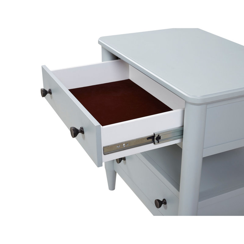 Table de chevet ouverte Ocean avec 2 tiroirs, Bleu clair