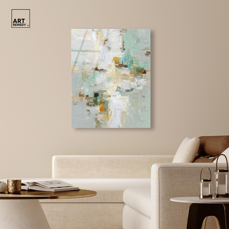 Décoration murale verte à imprimé acrylique Pale Horizon par Art Remedy, prête à être suspendue, 36 x 45, H 45 po x l 36 po