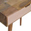Mini coiffeuse en bois rose, 4 compartiments, pieds nordiques, rose et brun clair