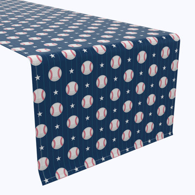 Table Runner, 100% Cotton, 16X108", Baseball Stripe