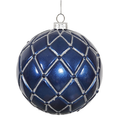 6ct candy finish sea blue avec des ornements de boule de noël en argent pailleté 4" (100mm)