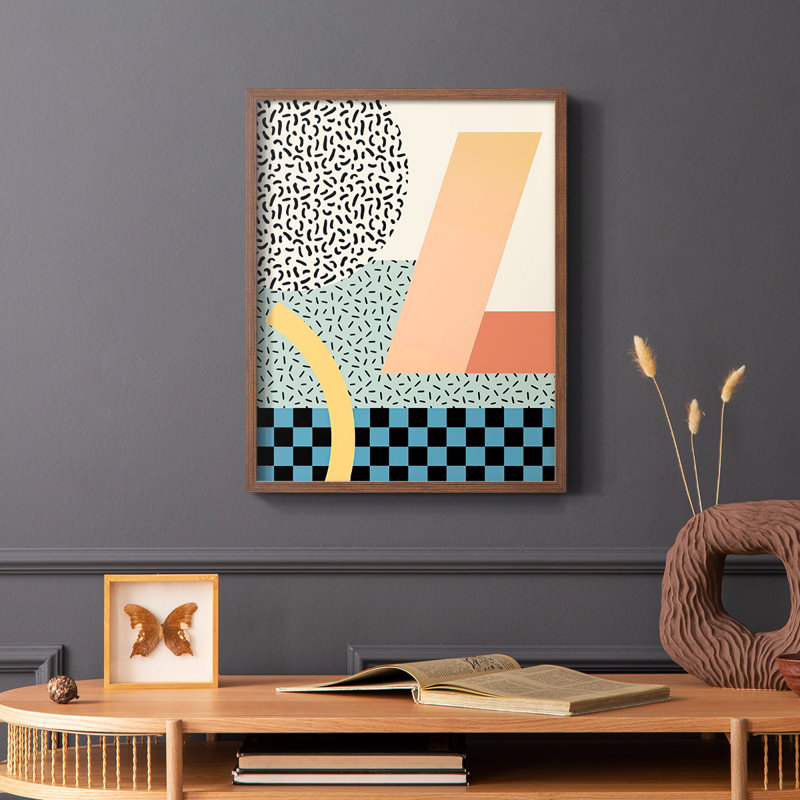 «Modern Memphis IV», reproduction encadrée - bois massif, H 28 po x l 22 po, Cadre photo brun simple