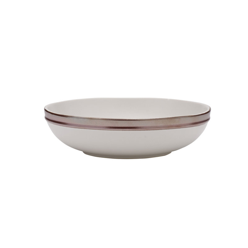 Miller White Ceramic 12-Piece Dinnerware Set with Rose Gold Banding