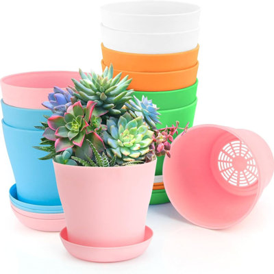 Multicolore 4 pots de plantes en plastique 4 pouces avec soucoupes de drainage
