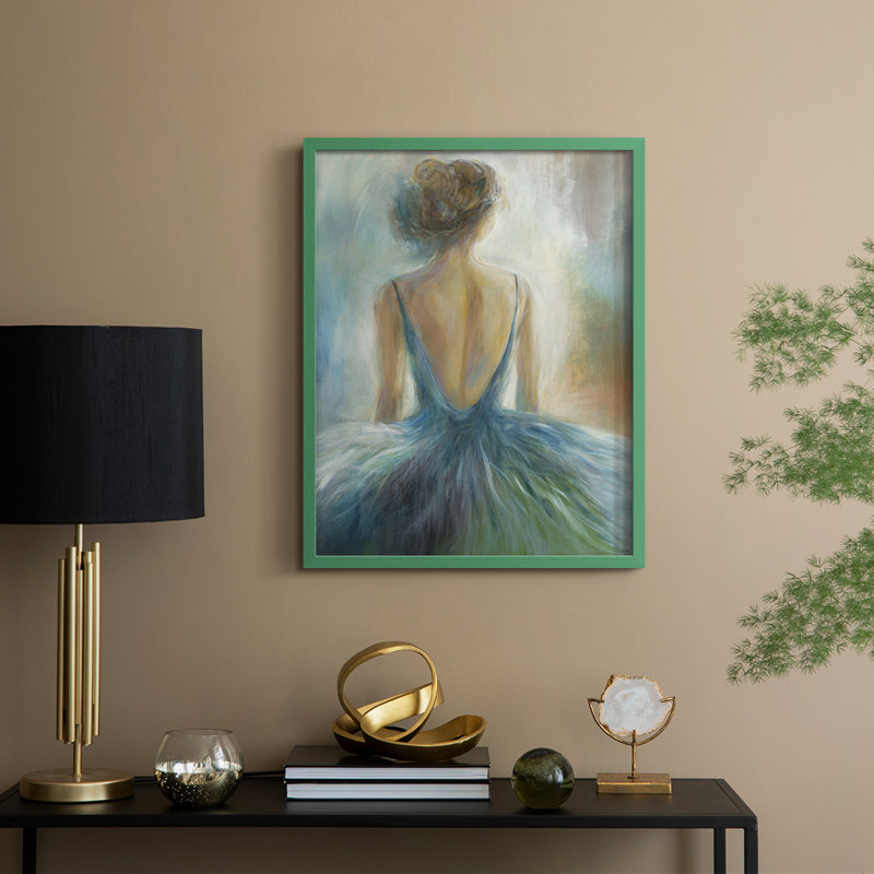«Lady in Blue», reproduction encadrée - bois massif, H 11 po x l 9 po, Vert