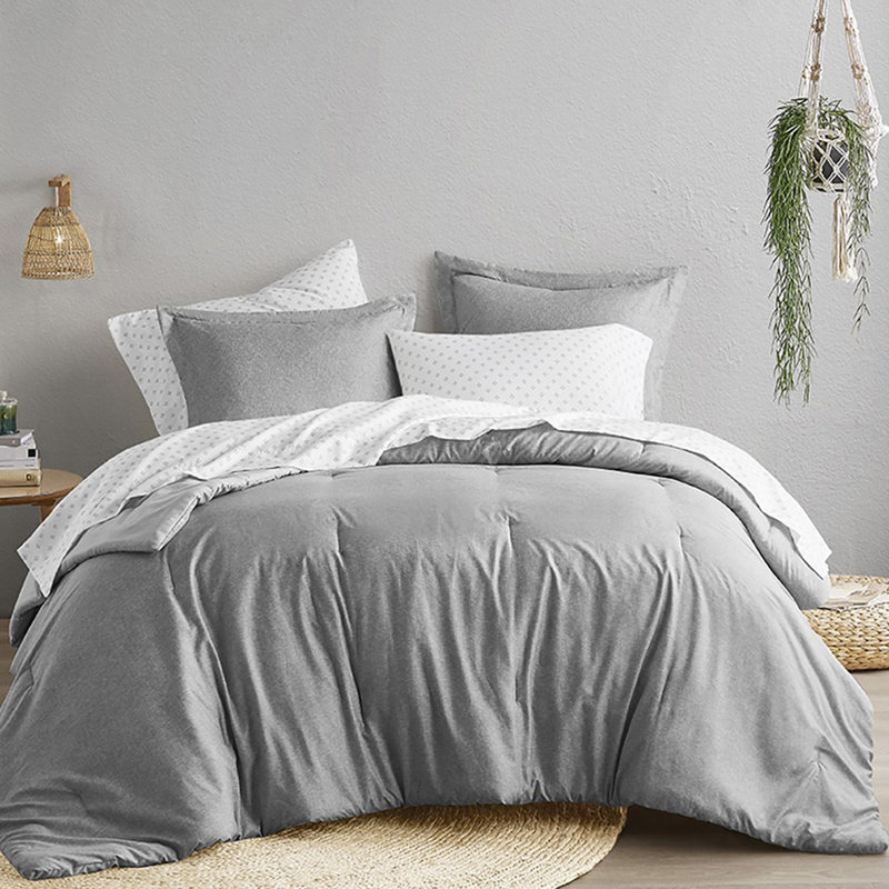 Ensemble d'édredon en microfibre Camden Chambray, Édredon de grande taille et 6 pièces supplément, Bleu marine