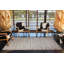 Tapis décoratif à motif géométrique beige poudré-847687217