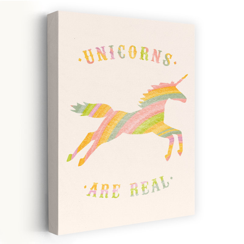 Affiche d'art mural contemporain abstrait avec citation de licorne pastel, H 36 po x l 24 po