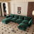 Cath 4-Seat Chenille Fabric Upholstered Sectional Sofa With 2 Ottoman-670162003
