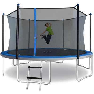 Sportspower TruJump 14' Round Trampoline with Safety Enclosure & with Lifetime Warranty on Jump Mat