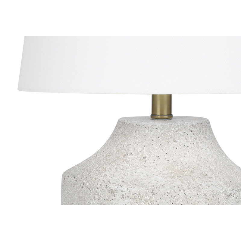 Lighting, H 20 po, lampe de table, béton crème, abat-jour, moderne, Blanc